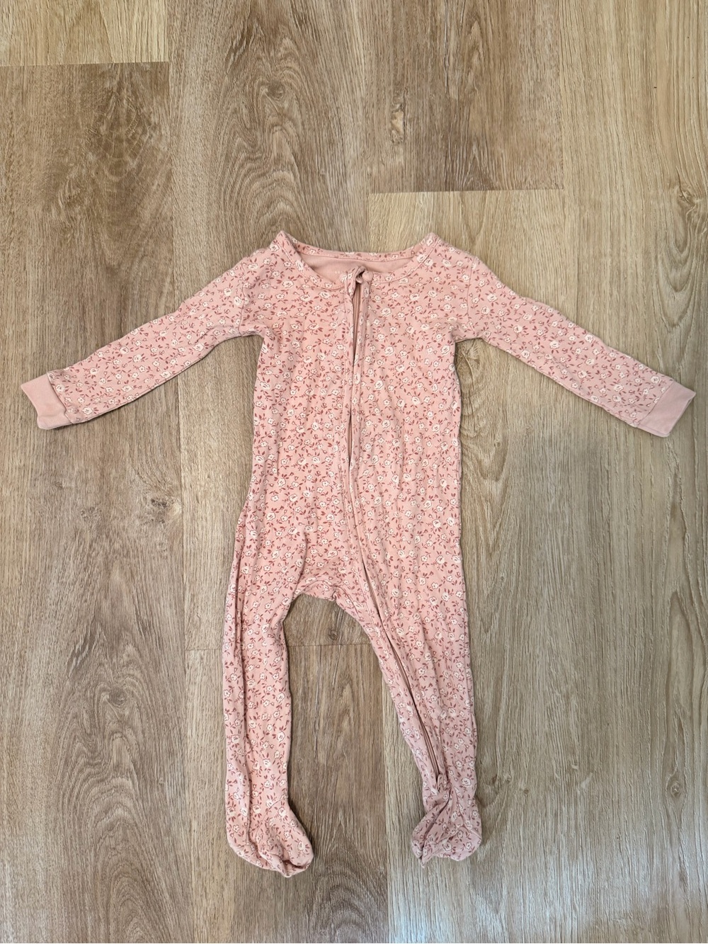 Colored organics Pink Floral Footed One-Piece Pajama for Kids